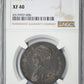 1829 Capped Bust Half Dollar 50C NGC XF40 Obverse Slab