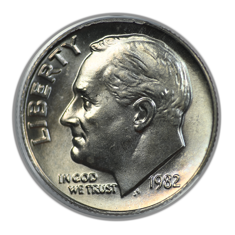 1982 No P Roosevelt Dime 10C PCGS MS66 OGH