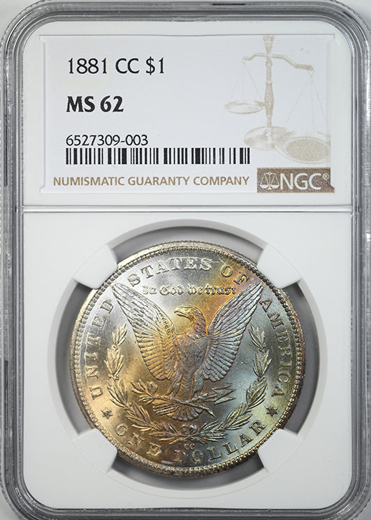 1881-CC Morgan Dollar $1 NGC MS62 - TONED! Obverse Slab