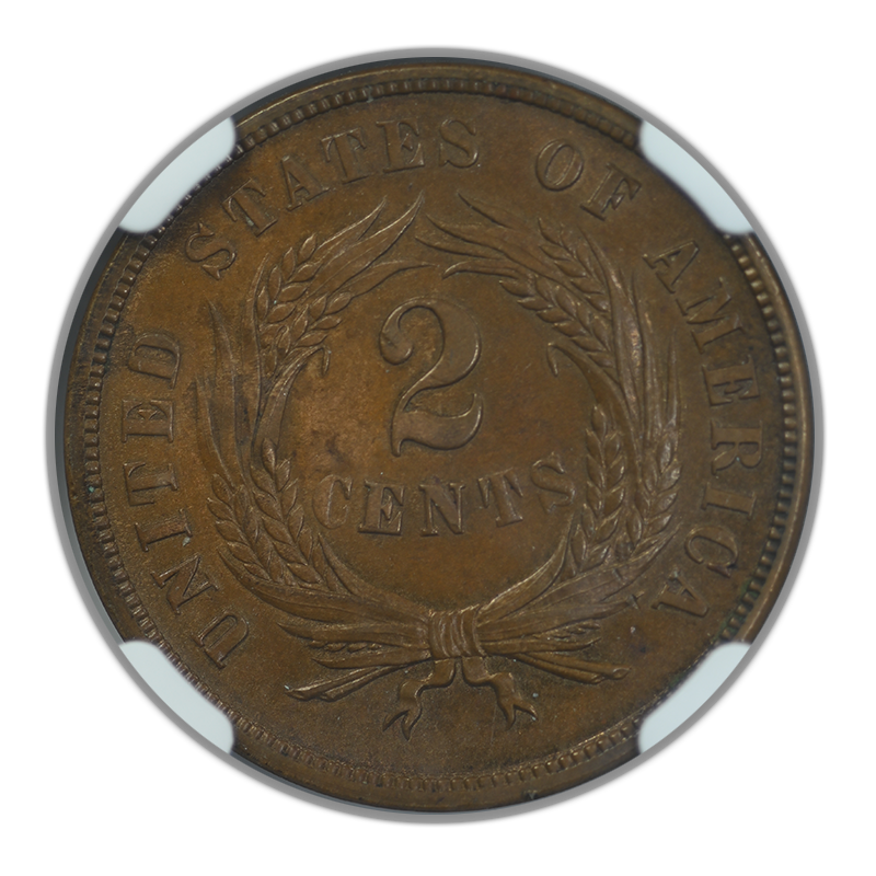 1867 Two Cent Piece 2C NGC MS63BN Reverse