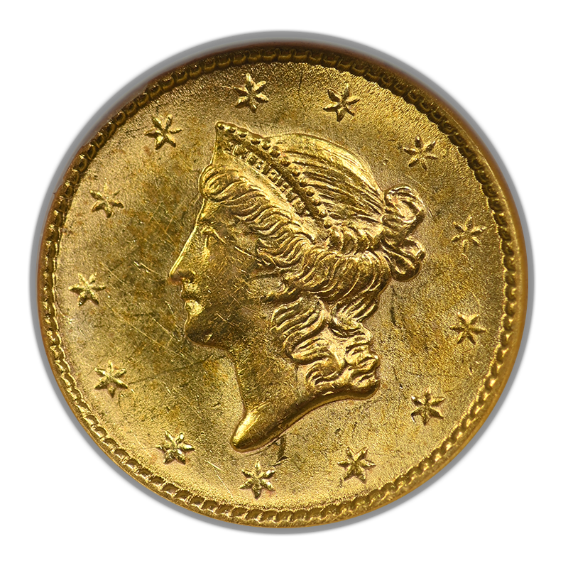 1852 Type 1 Liberty Head Gold Dollar G$1 NGC MS62