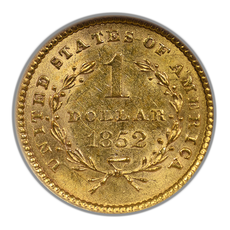 1852 Type 1 Liberty Head Gold Dollar G$1 NGC MS62