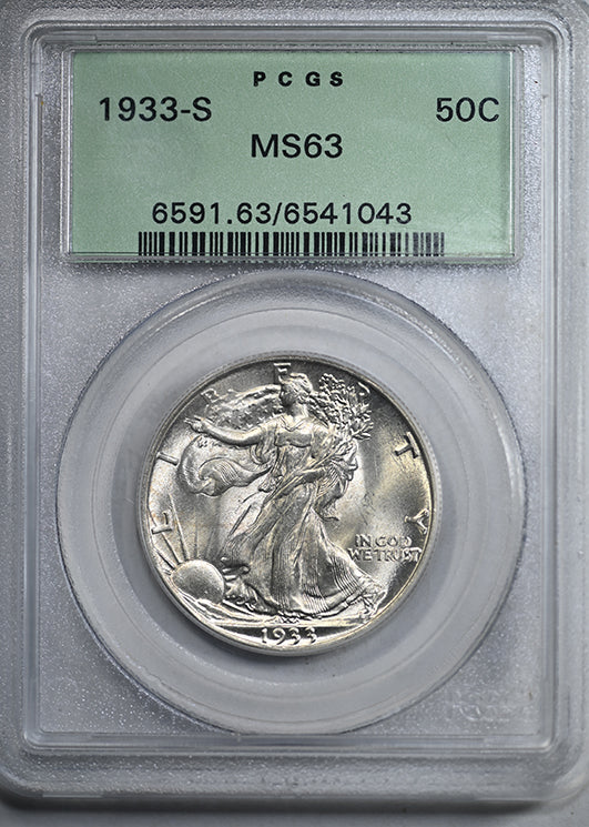 1933-S Walking Liberty Half Dollar 50C PCGS MS63 OGH Obverse Slab