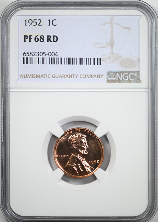 1952 Proof Lincoln Wheat Cent 1C NGC PF68RD