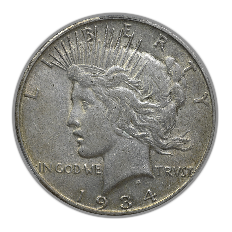 1934-S Peace Dollar $1 CAC XF40 Obverse