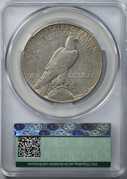 1934-S Peace Dollar $1 CAC XF40 Reverse Slab