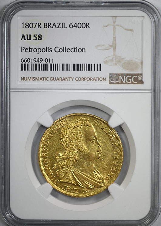 1807 R Brazil Gold 6400R Reis NGC AU58