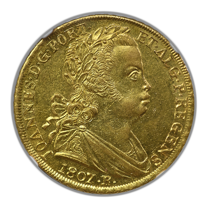 1807 R Brazil Gold 6400R Reis NGC AU58
