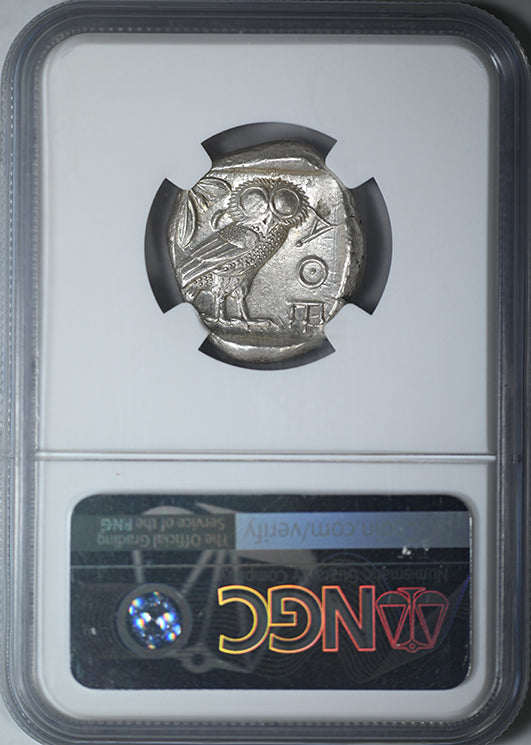 c.440-404 BC Attica, Athens AR Tetradrachm Athenian Owl NGC Ancients Choice AU
