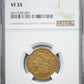 1836 Classic Head Gold Half Eagle $5 NGC VF35