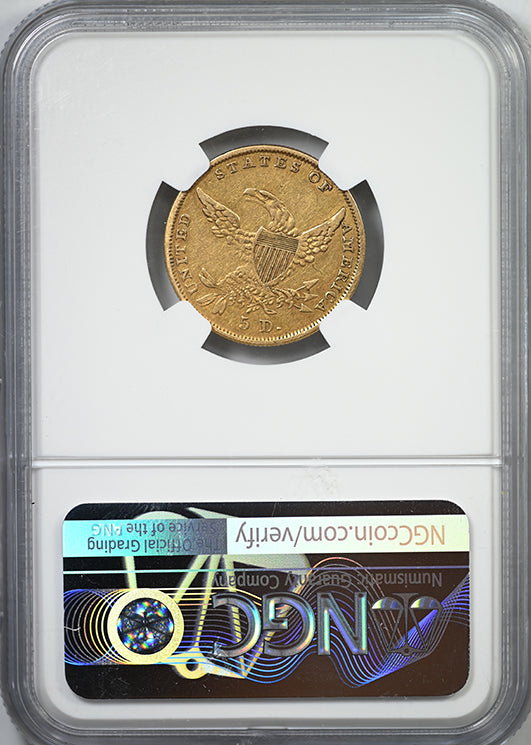 1836 Classic Head Gold Half Eagle $5 NGC VF35