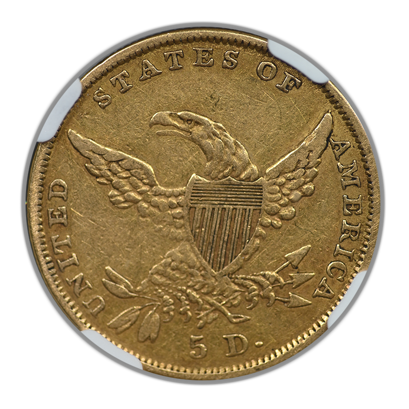 1836 Classic Head Gold Half Eagle $5 NGC VF35