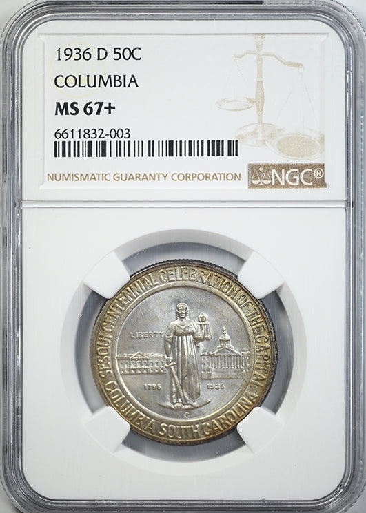 1936-D Columbia Classic Commemorative Half Dollar 50C NGC MS67+