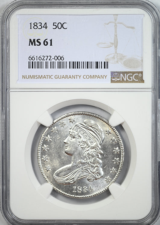 1834 Capped Bust Half Dollar 50C NGC MS61
