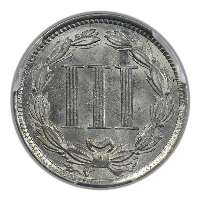 1867 Three Cent Nickel Piece 3CN PCGS MS64 CAC