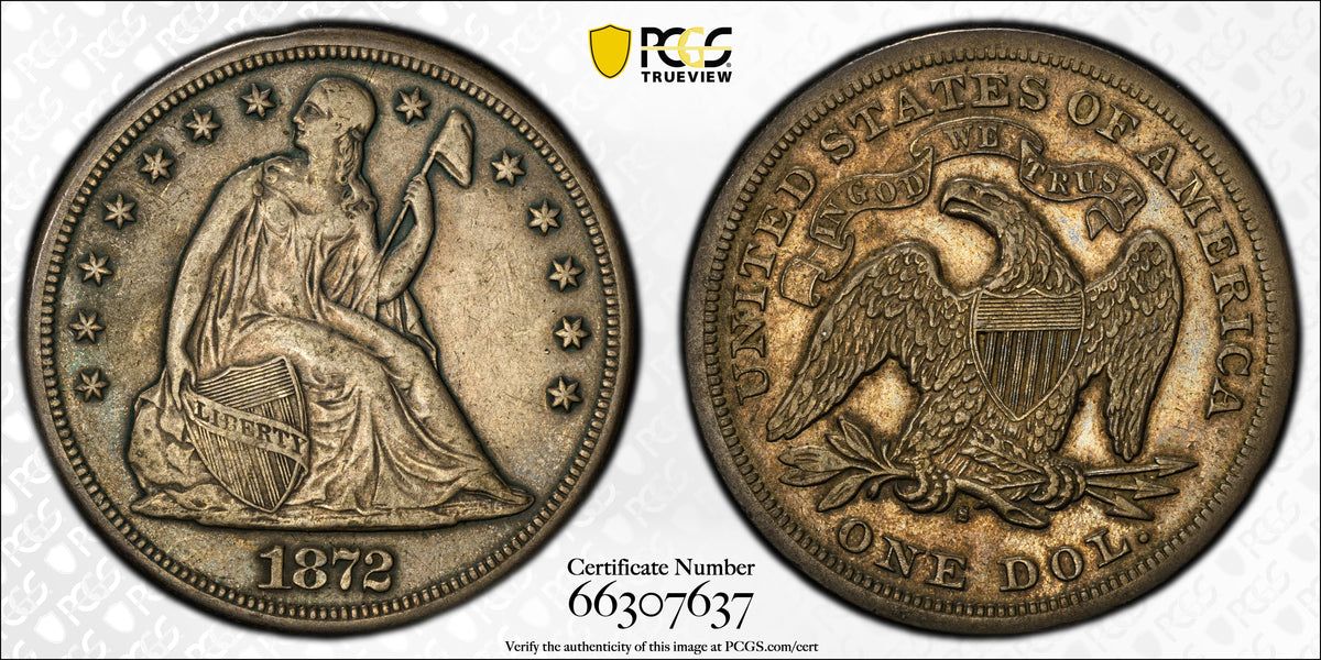 1872-S Liberty Seated Dollar $1 PCGS VF30