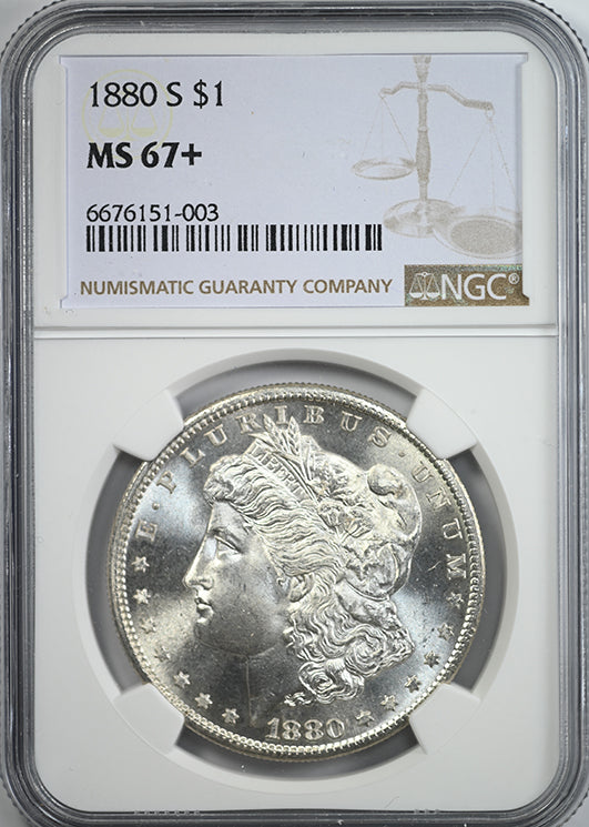 1880-S Morgan Dollar $1 NGC MS67+ Obverse Slab
