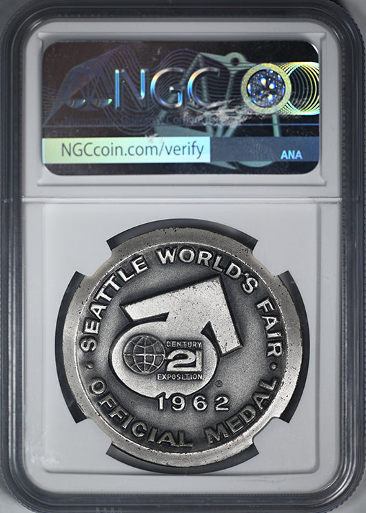 1962 World of Science Seattle World's Fair Medal NGC MS65 SH 25-5 Silver
