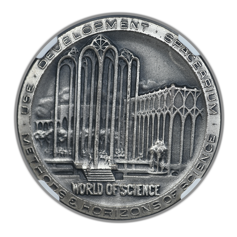 1962 World of Science Seattle World's Fair Medal NGC MS65 SH 25-5 Silver