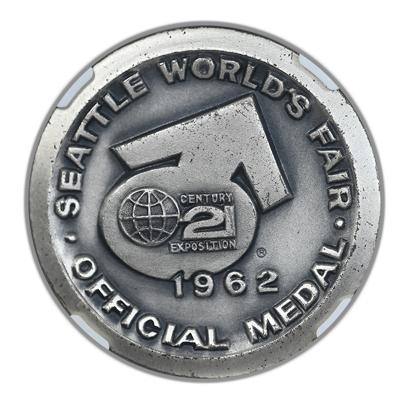 1962 World of Science Seattle World's Fair Medal NGC MS65 SH 25-5 Silver