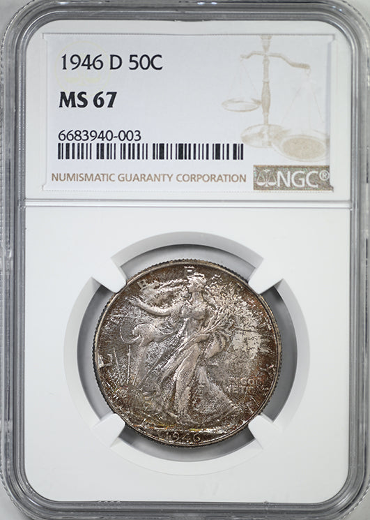 1946-D Walking Liberty Half Dollar 50C NGC MS67