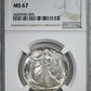 1942-D Walking Liberty Half Dollar 50C NGC MS67