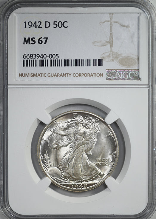 1942-D Walking Liberty Half Dollar 50C NGC MS67