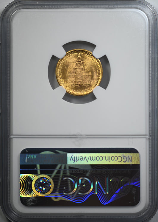 1926 Sesquicentennial Classic Commemorative Gold Quarter Eagle $2.50 NGC MS65 Reverse Slab