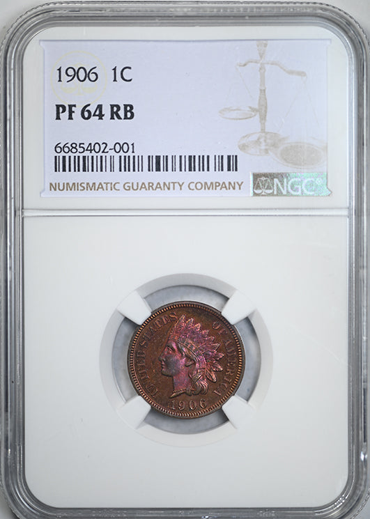1906 Proof Indian Head Cent 1C NGC PF64RB - TONED! Obverse Slab