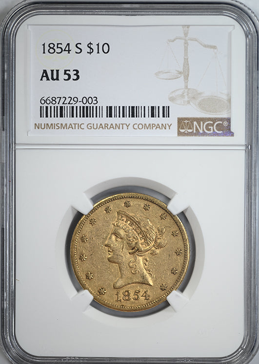 1854-S Liberty Head Gold Eagle $10 NGC AU53