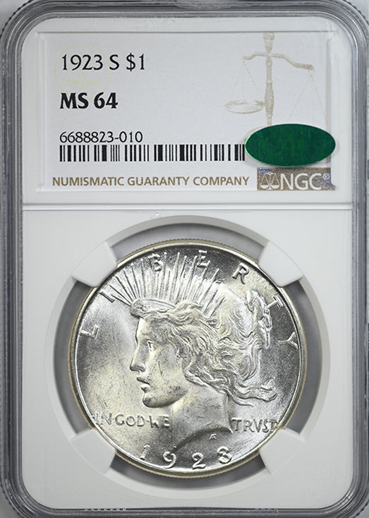1923-S Peace Dollar $1 NGC MS64 CAC