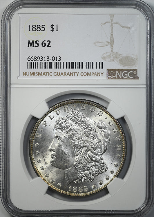 1885 Morgan Dollar $1 NGC MS62 - REVERSE TONING! Obverse Slab