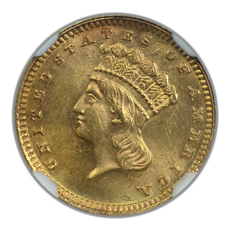 1883 Type 3 Gold Dollar G$1 NGC MS63 Obverse
