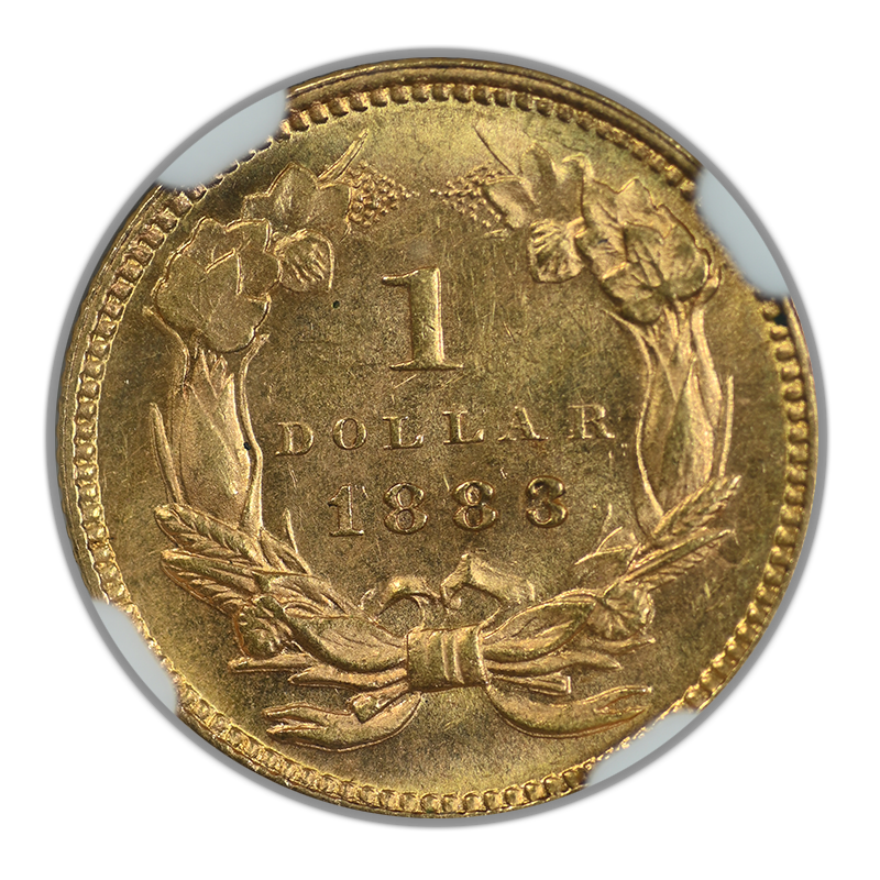 1883 Type 3 Gold Dollar G$1 NGC MS63 Reverse