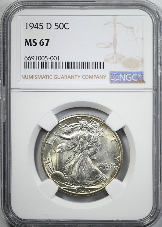1945-D Walking Liberty Half Dollar 50C NGC MS67