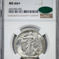 1942-D Walking Liberty Half Dollar 50C NGC MS66+ CAC