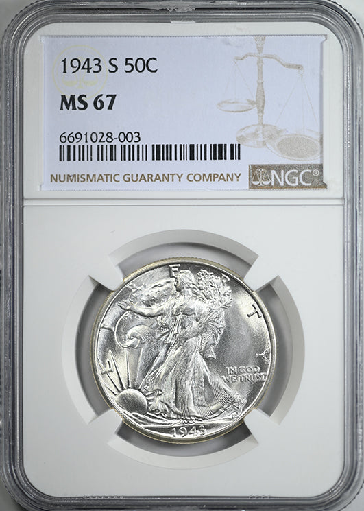 1943-S Walking Liberty Half Dollar 50C NGC MS67