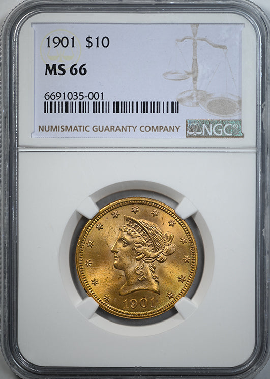 1901 Liberty Head Gold Eagle $10 NGC MS66 Obverse Slab
