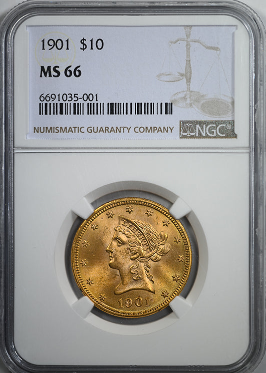 1901 Liberty Head Gold Eagle $10 NGC MS66