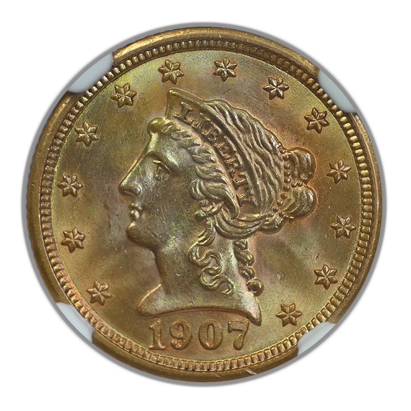 1907 Liberty Head Gold Quarter Eagle $2.50 NGC MS66 - TONED! Obverse