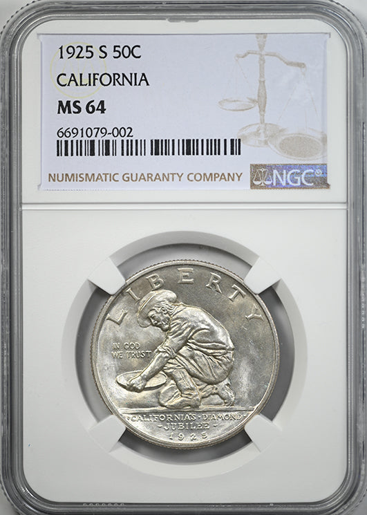 1925-S California Jubilee Classic Commemorative Half Dollar 50C NGC MS64 Obverse Slab