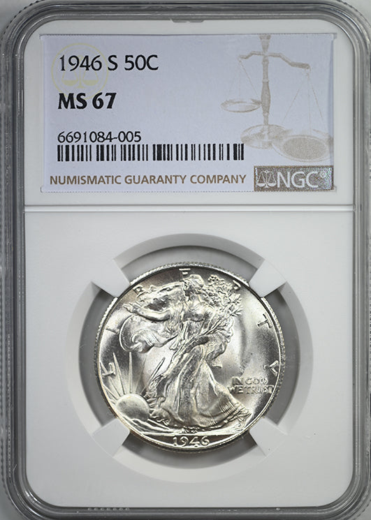 1946-S Walking Liberty Half Dollar 50C NGC MS67