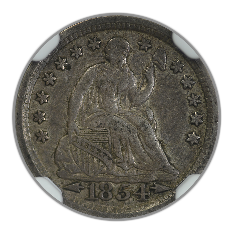 1854 Liberty Seated Half Dime H10C NGC VF35 CAC - Arrows