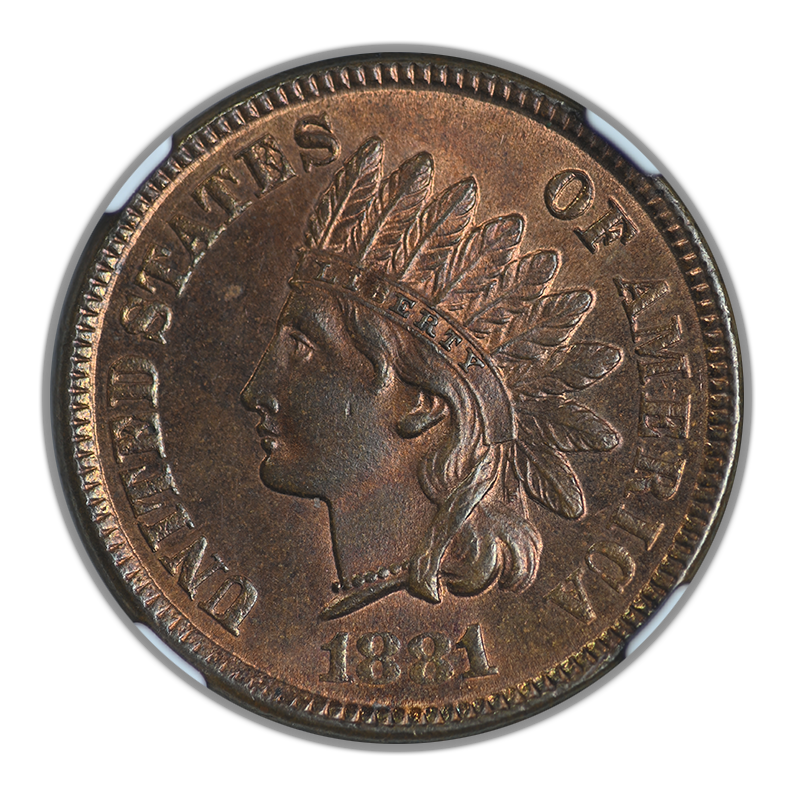 1881 Indian Head Cent 1C NGC MS65RB Obverse