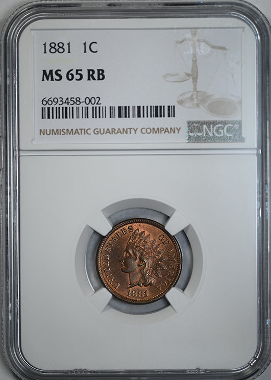 1881 Indian Head Cent 1C NGC MS65RB Obverse Slab