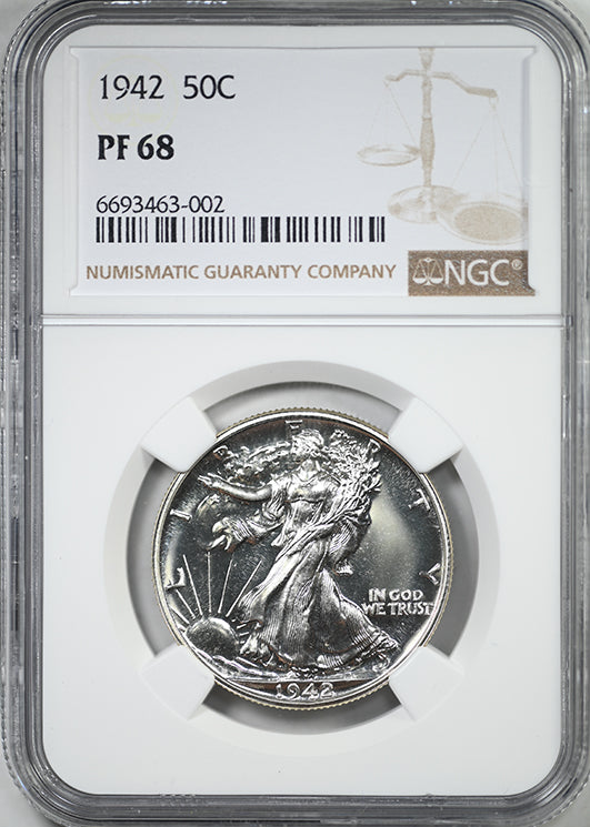 1942 Proof Walking Liberty Half Dollar 50C NGC PF68