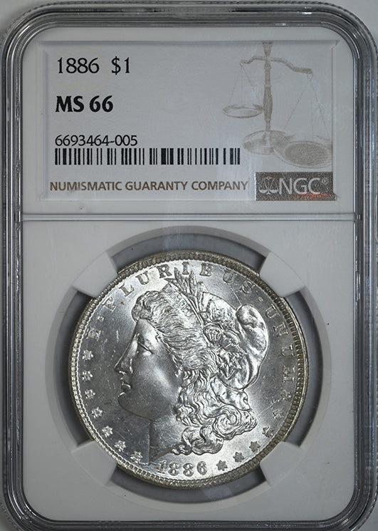 1886 Morgan Dollar $1 NGC MS66 Obverse Slab