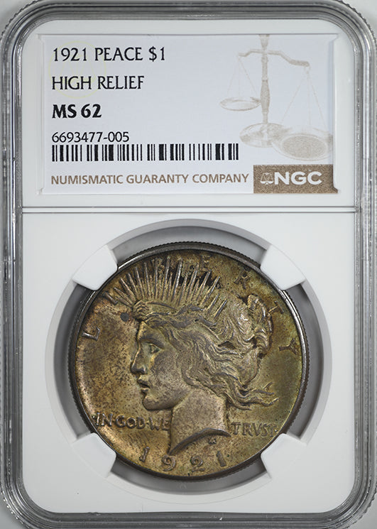 1921 Peace Dollar $1 NGC MS62