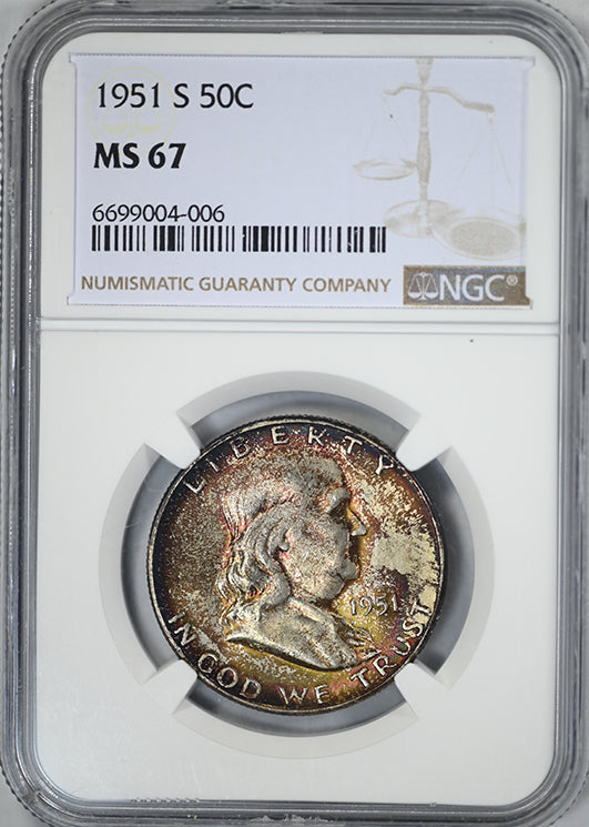 1951-S Franklin Half Dollar 50C NGC MS67