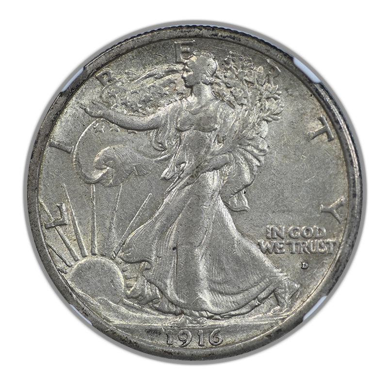 1916-D Walking Liberty Half Dollar 50C NGC AU55